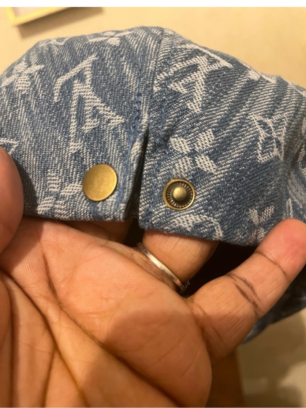 Louis Vuitton Blue Monogram Denim Newsboy Cap - Picture 4 of 6